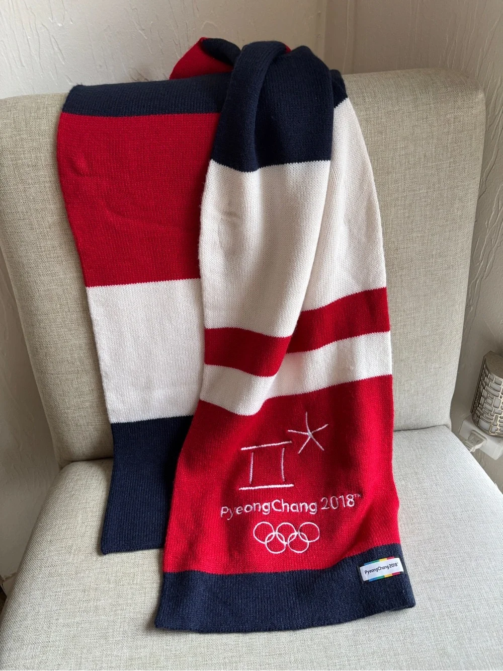 USA Scarf PyeongChang 2018 Winter Olympics Knit Scarf - Red White Blue
